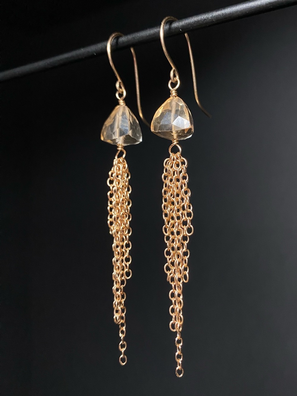 Topaz & Gold Tassel Earrings